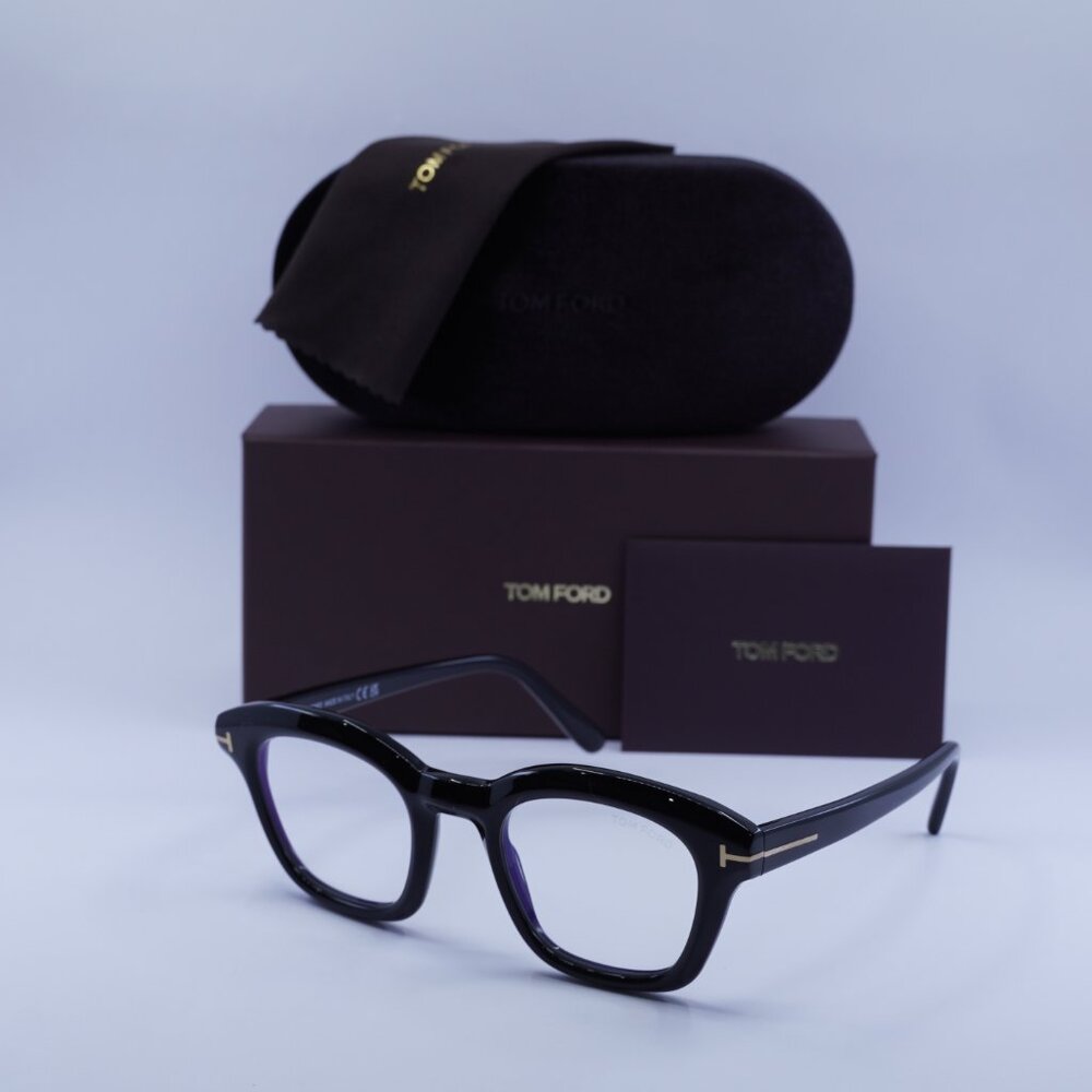 Tom Ford FT5961-B 001 Square Eyeglasses 49mm – Black / Blue Light Block
